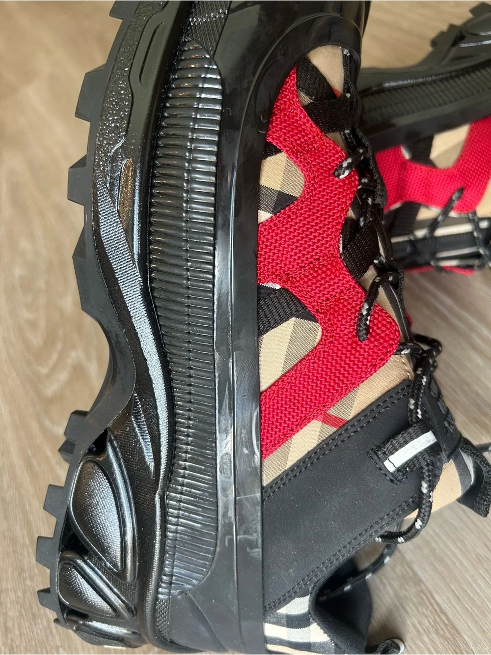 Burberry Black, Red & Beige Arthur Sneakers